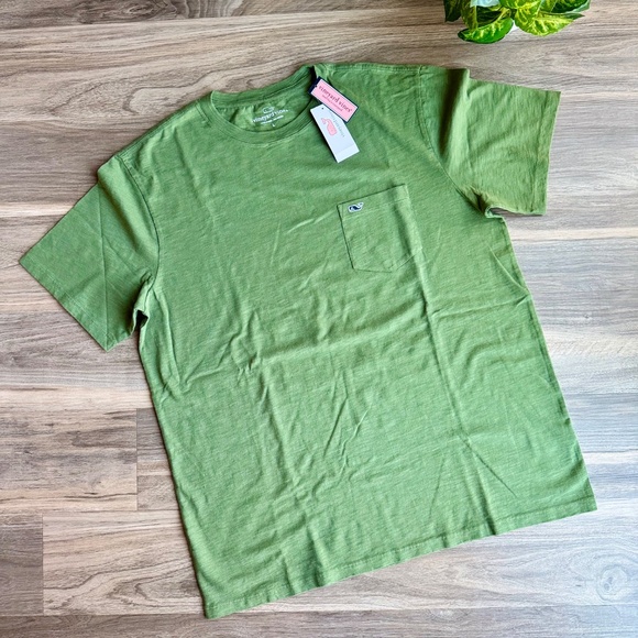 Vineyard Vines Large Lightweight Cotton Crewneck Tee Olive Green - Picture 9 of 9